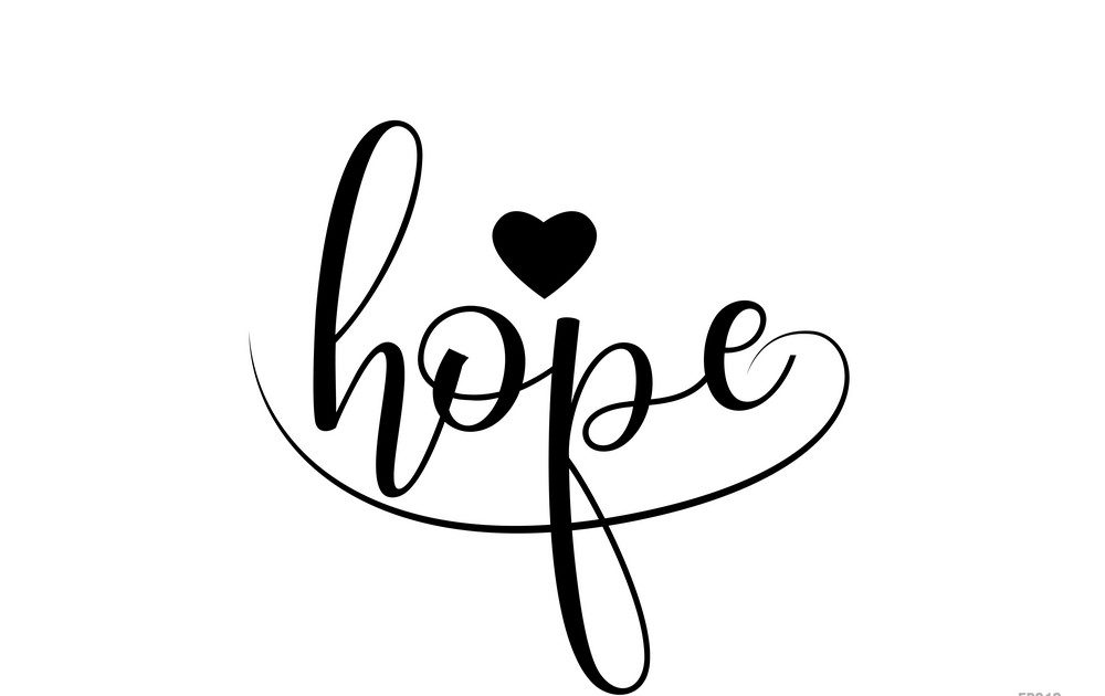 hope word text with black and white love heart suitable for card, brochure or typography logo design